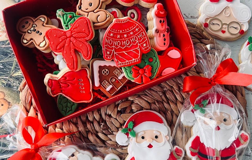 festive christmas cookies with santa designs